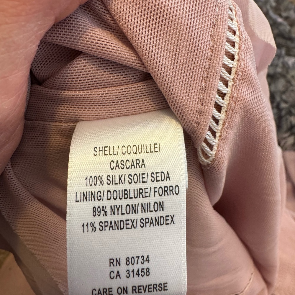 BCBG Maxazria Runway Silk Dress Sheath Cocktail Pink Mauve Semi Sheer M - Picture 11 of 11